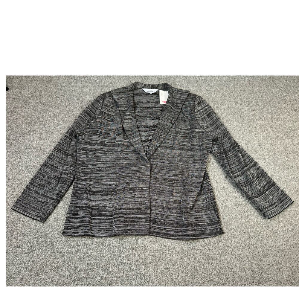 NWT Exclusively Misook Blazer Jacket Knit Heather Gray Size XL